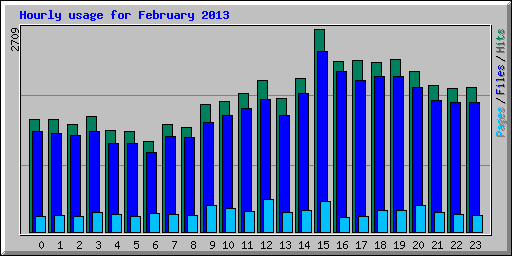 Hourly usage for February 2013